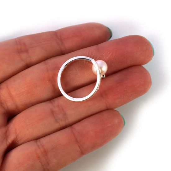 Wholesale Sterling Silver Fancy Freshwater Pearl and CZ Stone Ring (1 piece)