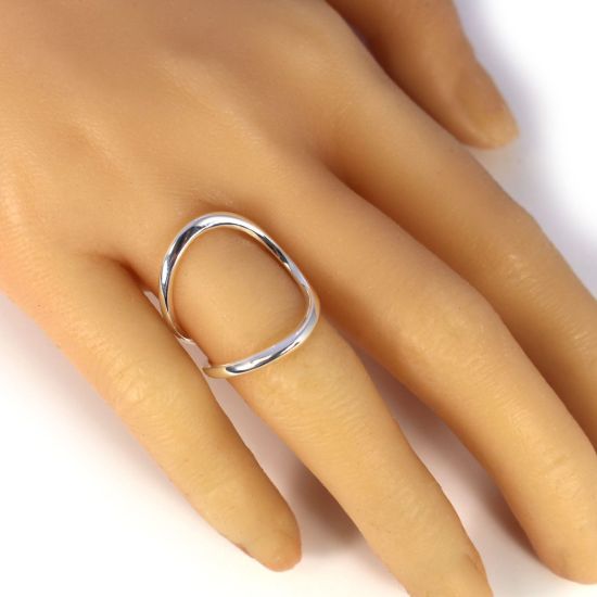 Wholesale Sterling Silver Unique Big Open Band Ring - Adjustable (1 piece)