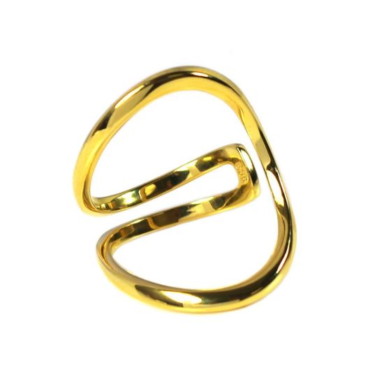 Wholesale Gold Over Sterling Silver Unique Big Open Band Ring - Adjustable (1 piece)