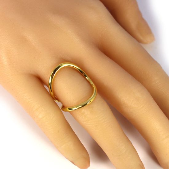 Wholesale Gold Over Sterling Silver Unique Big Open Band Ring - Adjustable (1 piece)