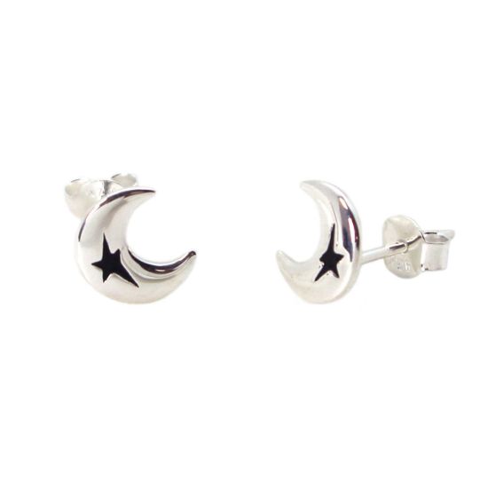 Wholesale Sterling Silver Moon and Star Studs for Jewelry Making, Wholesale Earwire and Findings