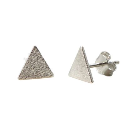 Wholesale Sterling Silver Brushed Metal Triangle Earring Studs  (1 pair)