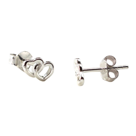 Wholesale Sterling Silver Linked Hearts Earring Studs  (1 pair)
