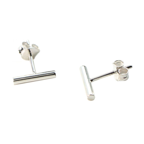 Wholesale Sterling Silver Simple Bar Earring Studs  (1 pair)