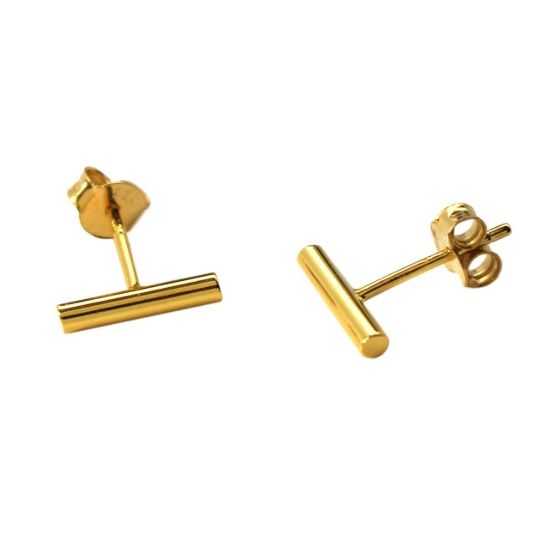 Wholesale Gold Over Sterling Silver Simple Bar Earring Studs  (1 pair)