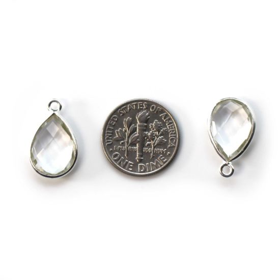 Wholesale Bezel Gemstone Pendant -Sterling Silver Bezel Gemstone 10x14mm Faceted Small Teardrop - Crystal Quartz - April Birthstone