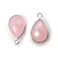 Wholesale Bezel Gem Pendant - Sterling Silver -Faceted Small Teardrop - Pink Chalcedony