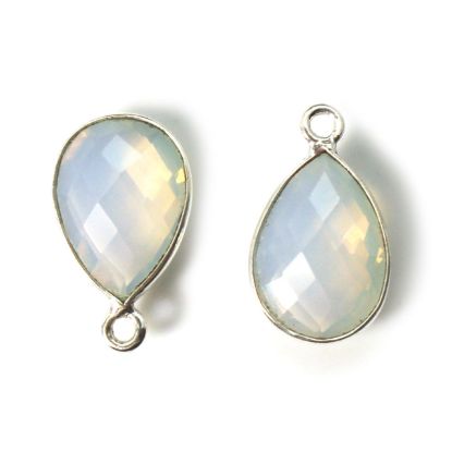 Wholesale Bezel Gemstone Pendant -Sterling Silver Bezel Gemstone 10x14mm Faceted Small Teardrop - Opalite Quartz -October Birthstone
