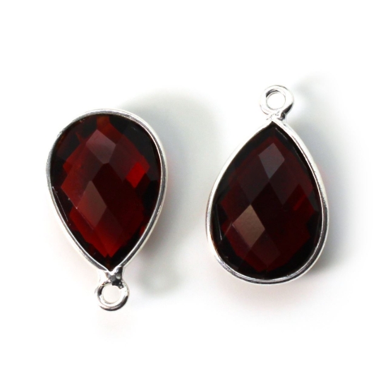 Wholesale Bezel Gemstone Pendant -Sterling Silver Bezel Gemstone 10x14mm Faceted Small Teardrop - Garnet Quartz