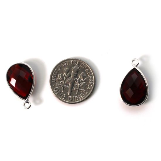 Wholesale Bezel Gemstone Pendant -Sterling Silver Bezel Gemstone 10x14mm Faceted Small Teardrop - Garnet Quartz