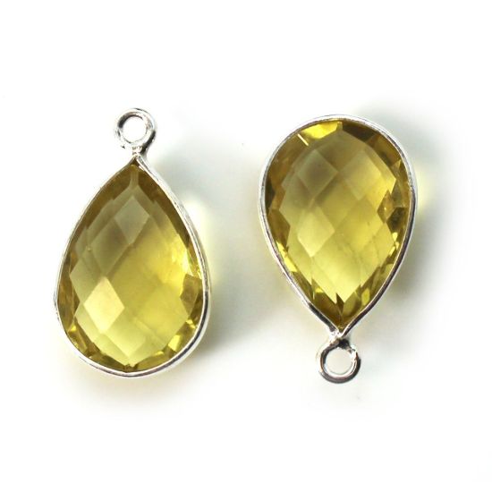 Wholesale Bezel Gemstone Pendant -Sterling Silver Bezel Gemstone 10x14mm Faceted Small Teardrop - Citrine Quartz
