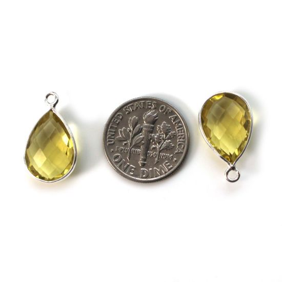Wholesale Bezel Gemstone Pendant -Sterling Silver Bezel Gemstone 10x14mm Faceted Small Teardrop - Citrine Quartz