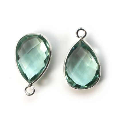 Wholesale Bezel Gemstone Pendant -Sterling Silver Bezel Gemstone 10x14mm Faceted Small Teardrop - Aqua Quartz