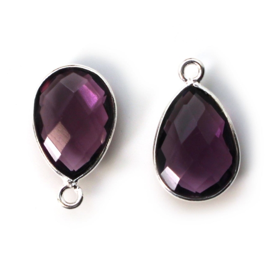 Wholesale Bezel Gemstone Pendant -Sterling Silver Bezel Gemstone 10x14mm Faceted Small Teardrop - Amethyst Quartz