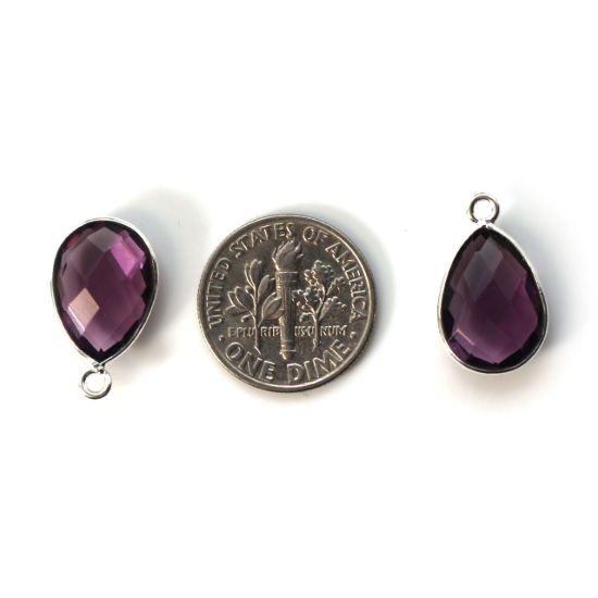 Wholesale Bezel Gemstone Pendant -Sterling Silver Bezel Gemstone 10x14mm Faceted Small Teardrop - Amethyst Quartz