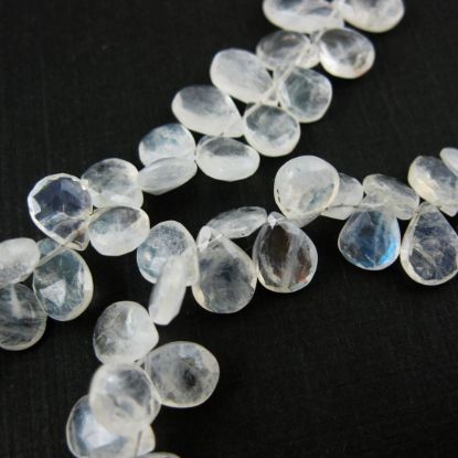 Wholesale Semiprecious Gemstone Beads -100% Genuine Rainbow Moonstone Gemstone Bead Faceted Pear Shape - Grade AA- 9mm  sold by strand