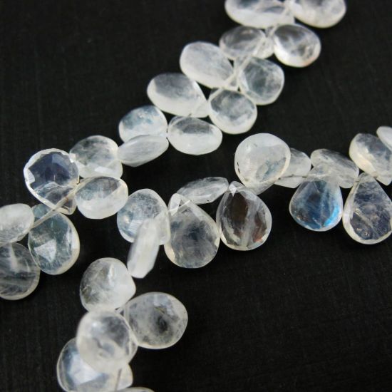 Wholesale Semiprecious Gemstone Beads -100% Genuine Rainbow Moonstone Gemstone Bead Faceted Pear Shape - Grade AA- 9mm  sold by strand