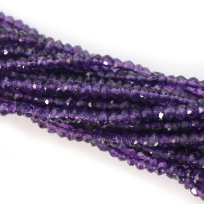Wholesale Semi-Precious Gemstone Beads - 2.5- 3mm Faceted Rondelle  - Amethyst - February Birthstone
