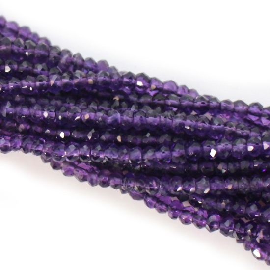 Wholesale Semi-Precious Gemstone Beads - 2.5- 3mm Faceted Rondelle  - Amethyst - February Birthstone