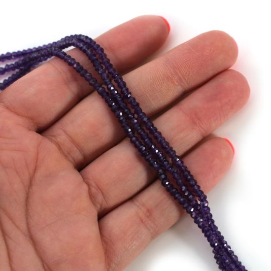 Wholesale Semi-Precious Gemstone Beads - 2.5- 3mm Faceted Rondelle  - Amethyst - February Birthstone