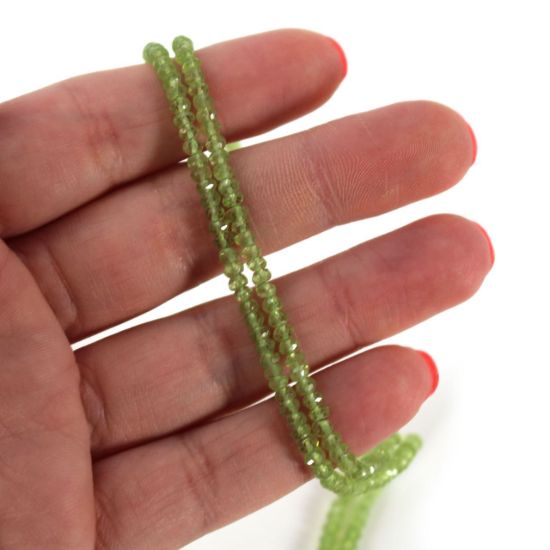 Wholesale Semi-Precious Gemstone Beads - 3.2mm Faceted Rondelle - Peridot - August Birthstone (1 Strand)