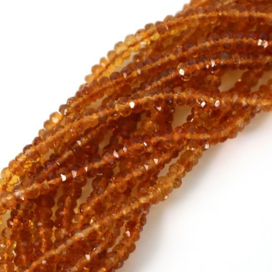 Wholesale Semi-Precious Gemstone Beads - 3-3.5mm Faceted Rondelle - Citrine - November Birthstone (1 Strand)
