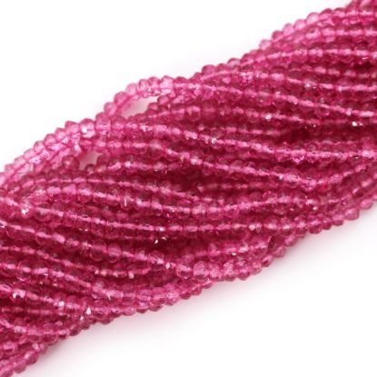 Wholesale Semi-Precious Gemstone Beads - 3-3.5mm Faceted Rondelle - Pink Quartz (1 Strand)