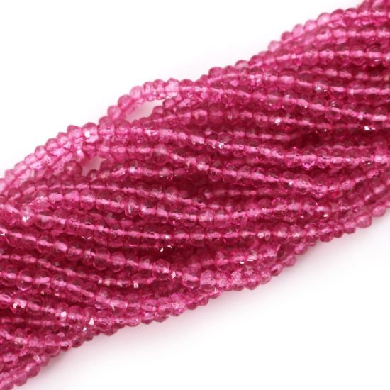 Wholesale Semi-Precious Gemstone Beads - 3-3.5mm Faceted Rondelle - Pink Quartz (1 Strand)