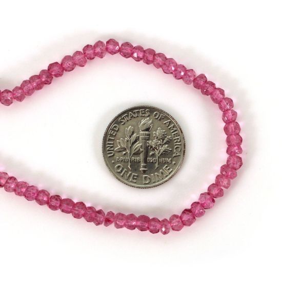 Wholesale Semi-Precious Gemstone Beads - 3-3.5mm Faceted Rondelle - Pink Quartz (1 Strand)