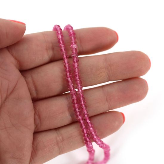 Wholesale Semi-Precious Gemstone Beads - 3-3.5mm Faceted Rondelle - Pink Quartz (1 Strand)
