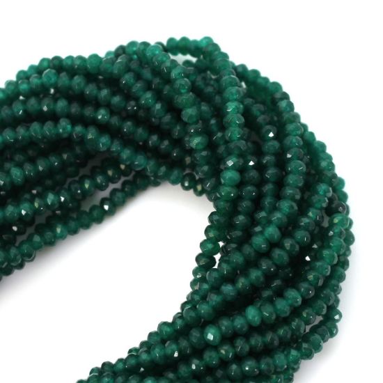 Semi-Precious Gemstone Beads - 3.5-4mm Faceted Rondelle - Geen Onyx - May Birthstone (1 Strand)
