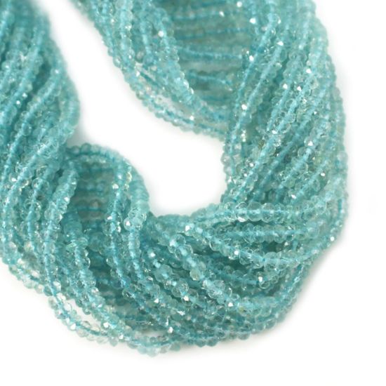 Wholesale Semi-Precious Gemstone Beads - 3-3.5mm Faceted Rondelle - Aquamarine - March Birthstone (1 Strand)