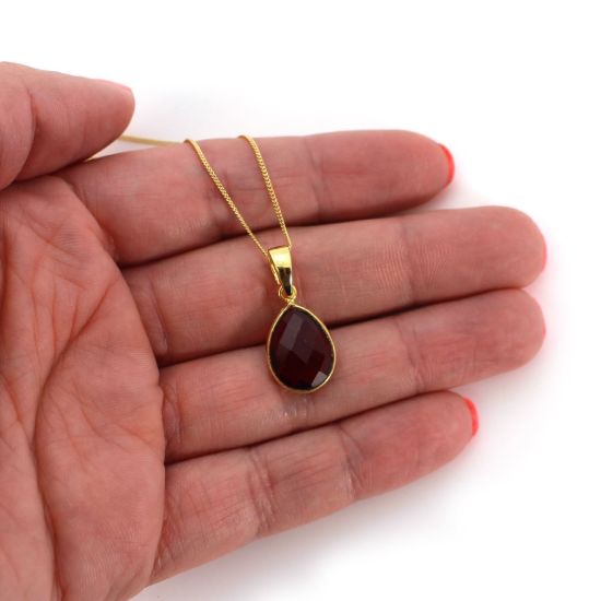 Wholesale Gold Over Sterling Silver Teardrop Birthstone Pendant Necklace - 16"