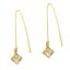 Wholesale Gold Over Sterling Silver CZ Stone Cube Charm Threader Earrings (Sold Per Pair)