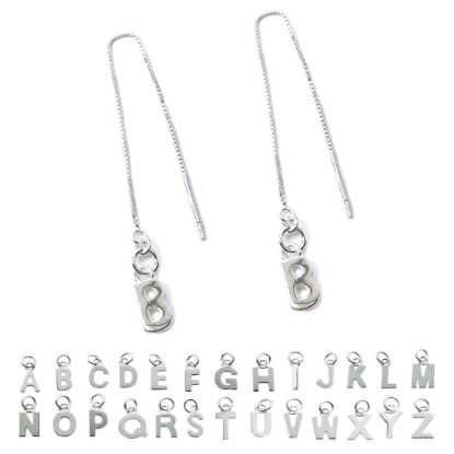 Wholesale Sterling Silver Initial Charm Threader Earrings (Sold Per Pair)