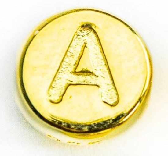 Wholesale Gold over Sterling Silver A-Z Initial Letter Round Tiny Charm - 6mm (1 piece)