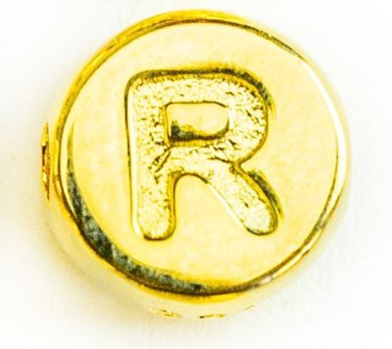 Wholesale Gold over Sterling Silver A-Z Initial Letter Round Tiny Charm - 6mm (1 piece)
