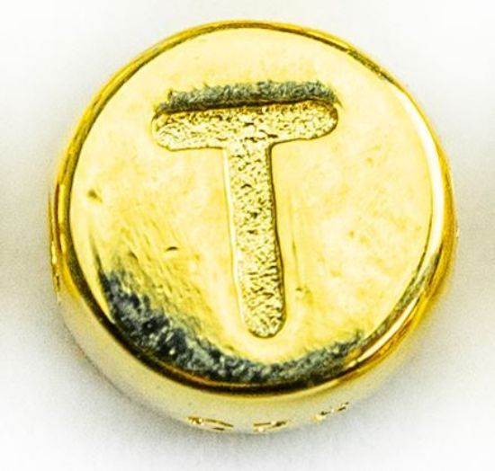 Wholesale Gold over Sterling Silver A-Z Initial Letter Round Tiny Charm - 6mm (1 piece)