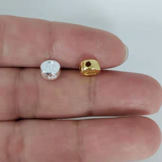 Wholesale Gold over Sterling Silver A-Z Initial Letter Round Tiny Charm - 6mm (1 piece)