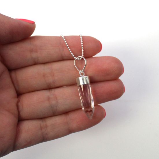 Wholesale Sterling Silver Gemstone Spike Pendant Necklace - 16"