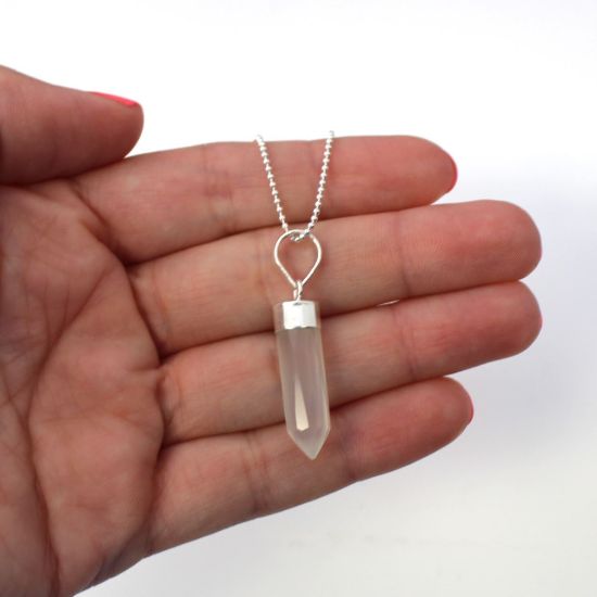 Wholesale Sterling Silver Gemstone Spike Pendant Necklace - 16"