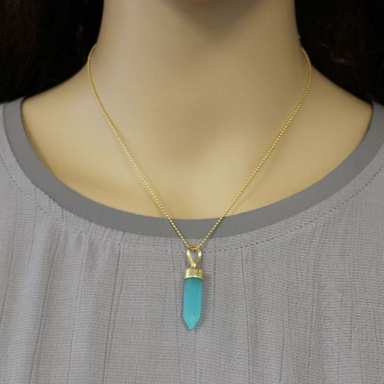 Wholesale Gold Over Sterling Silver Gemstone Pendant Necklace - 16"