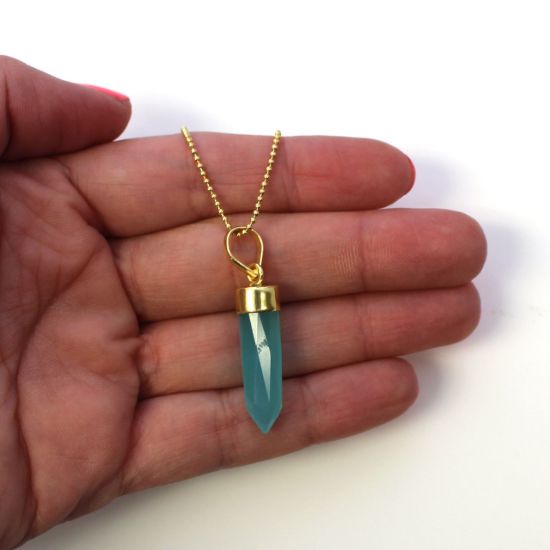 Wholesale Gold Over Sterling Silver Gemstone Pendant Necklace - 16"