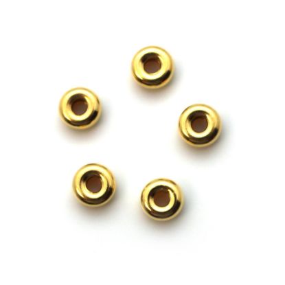 Wholesale Gold over  Sterling Silver Smooth Donut Shaped Beads - 4x2mm (15pcs)