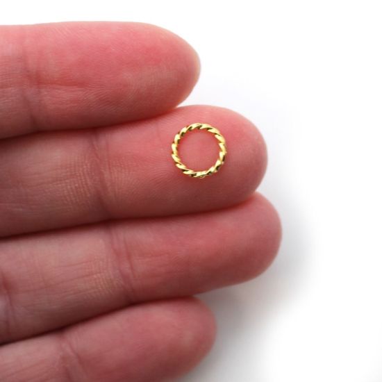 Wholesale Gold Over Sterling Silver Twisted Closed Jump Rings - 19ga, 8.5mm (10 pcs)
