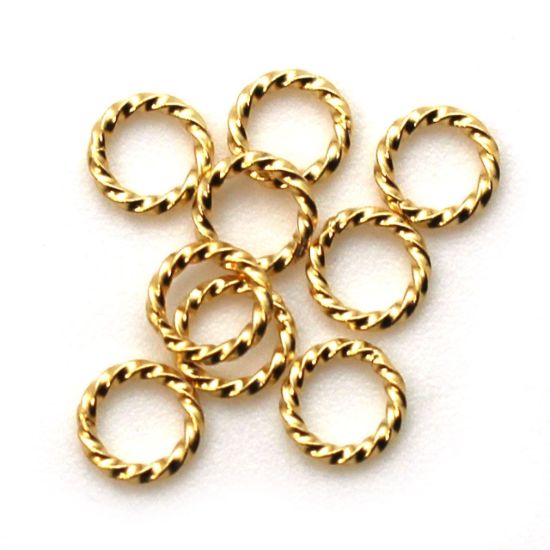 Wholesale Gold Over Sterling Silver Twisted Closed Jump Rings - 18 ga, 6mm (20 pcs)