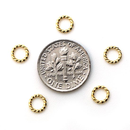 Wholesale Gold Over Sterling Silver Twisted Closed Jump Rings - 18 ga, 6mm (20 pcs)