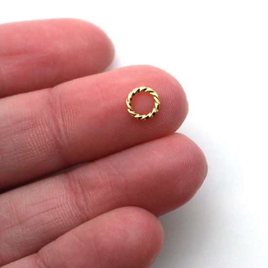 Wholesale Gold Over Sterling Silver Twisted Closed Jump Rings - 18 ga, 6mm (20 pcs)