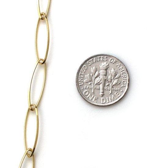 Wholesale Gold Over Sterling Silver Bulk Chain - 18x5.5mm Big Diamond Cut Oval Cable Chain (sold per foot)