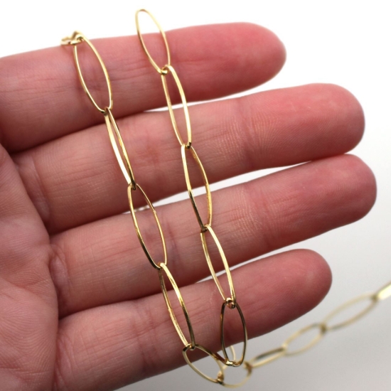 Wholesale Gold Over Sterling Silver Bulk Chain - 18x5.5mm Big Diamond Cut Oval Cable Chain (sold per foot)